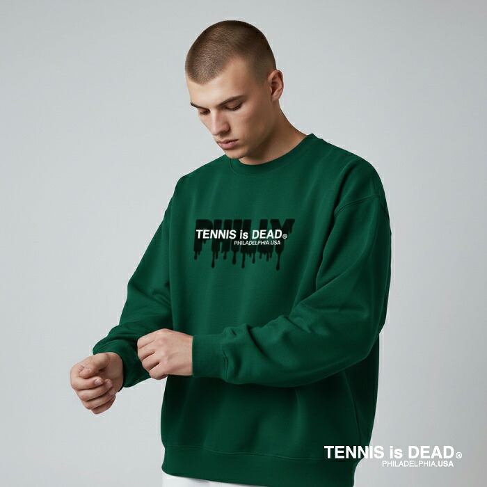 【TENNIS is DEAD USA】メンズ オーバーサイズド スウェット シャツ 裏パイル テニスイズデッド RONNIE (ロニー) 14-1003 ビッグシルエット|デックス&エルズ