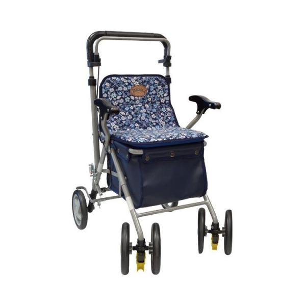 シルバーカー パレード 花柄紺 島製作所 (316744) ※メーカー (ウェルファン) 直送