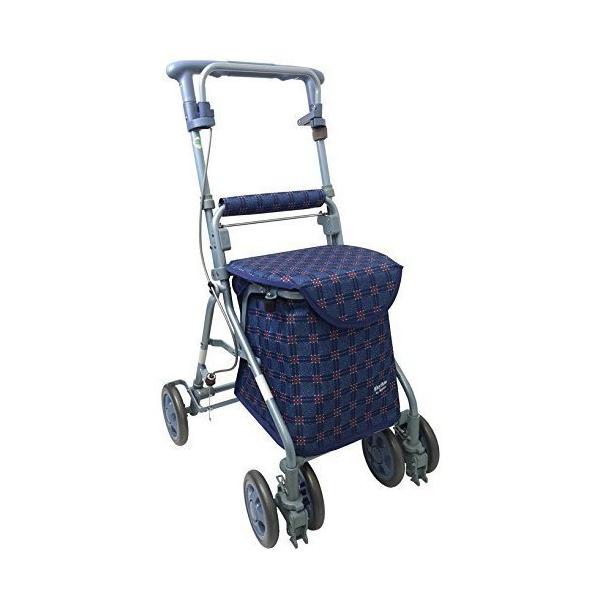 シルバーカー リズムRWC 二筋格子ブルー 島製作所 (介護商品) (316003) ※メーカー (ウェルファン) 直送