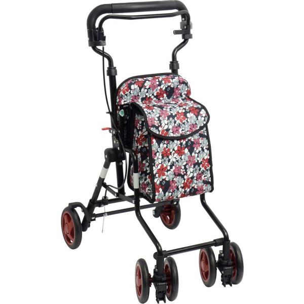 シルバーカー モート 花柄BK 島製作所 (介護商品) (316751) ※メーカー (ウェルファン) 直送