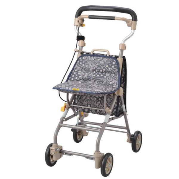 シルバーカー キュートミニ ペイズリーL紺 コンパクトシルバーカー (介護商品) (311383) ※メーカー (ウェルファン) 直送