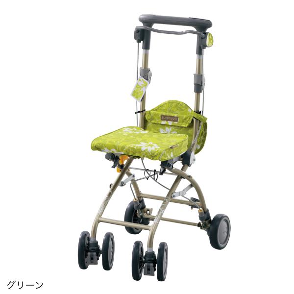 シルバーカー 安寿さんぽっぽ グリーン (介護商品) (402056) ※メーカー (ウェルファン) 直送