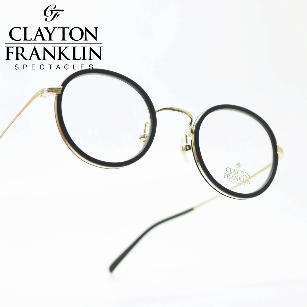 CLAYTON FRANKLIN クレイトンフランクリン598 MBK/GP（マットブラック・ゴールド/デモレンズ）｜デコリンメガネ