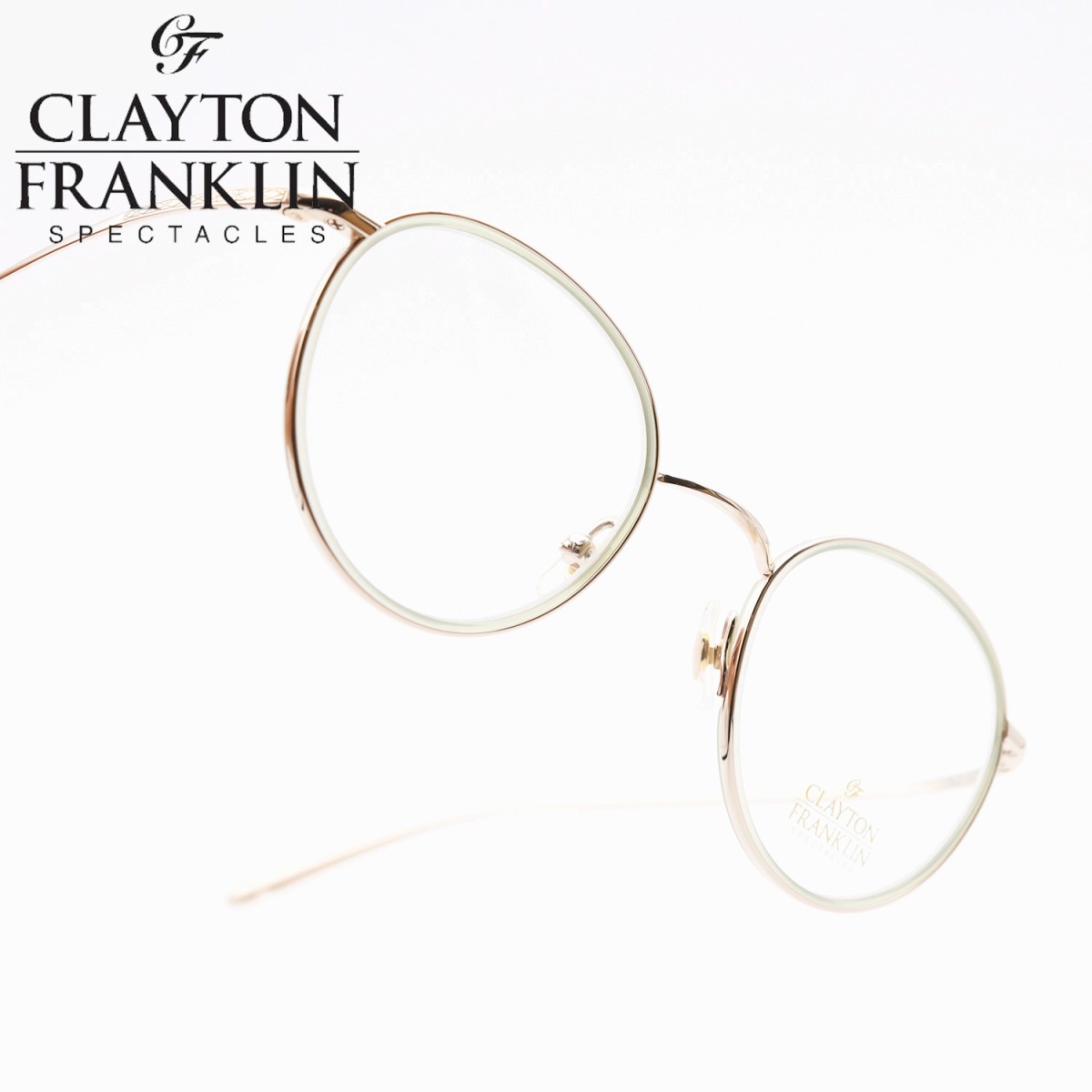 CLAYTON FRANKLIN クレイトンフランクリン606 GP/GRNゴールド/グリーン｜デコリンメガネ