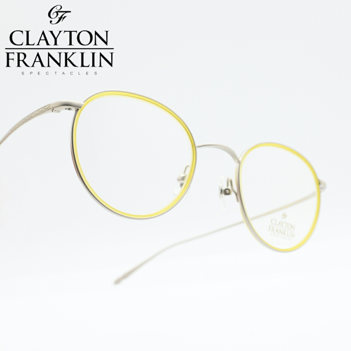クレイトンフランクリン 【CLAYTON　FRANKLIN】メガネフレーム CF606-ＭＳＬＭＬＡ（マットシルバー＆イエロー/デモレンズ）