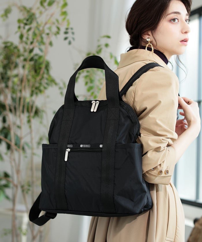 レスポートサック 背嚢 うしろ側容器に並べる 大電気容量 黒いこと 御徒面子 Le Sportsac DOUBLE TROUBLE BACKPACK 2442 旅する 商行為 命のせんたく 並行輸入品