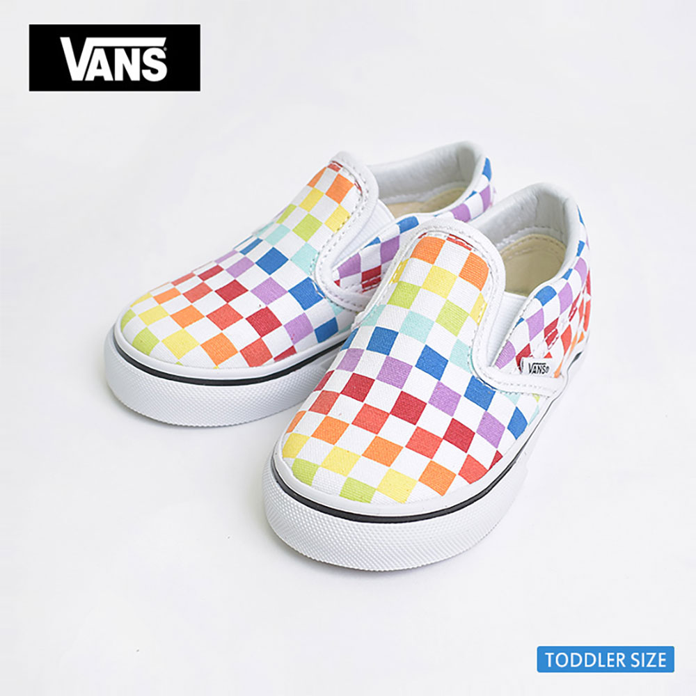 vans rainbow true white slip on