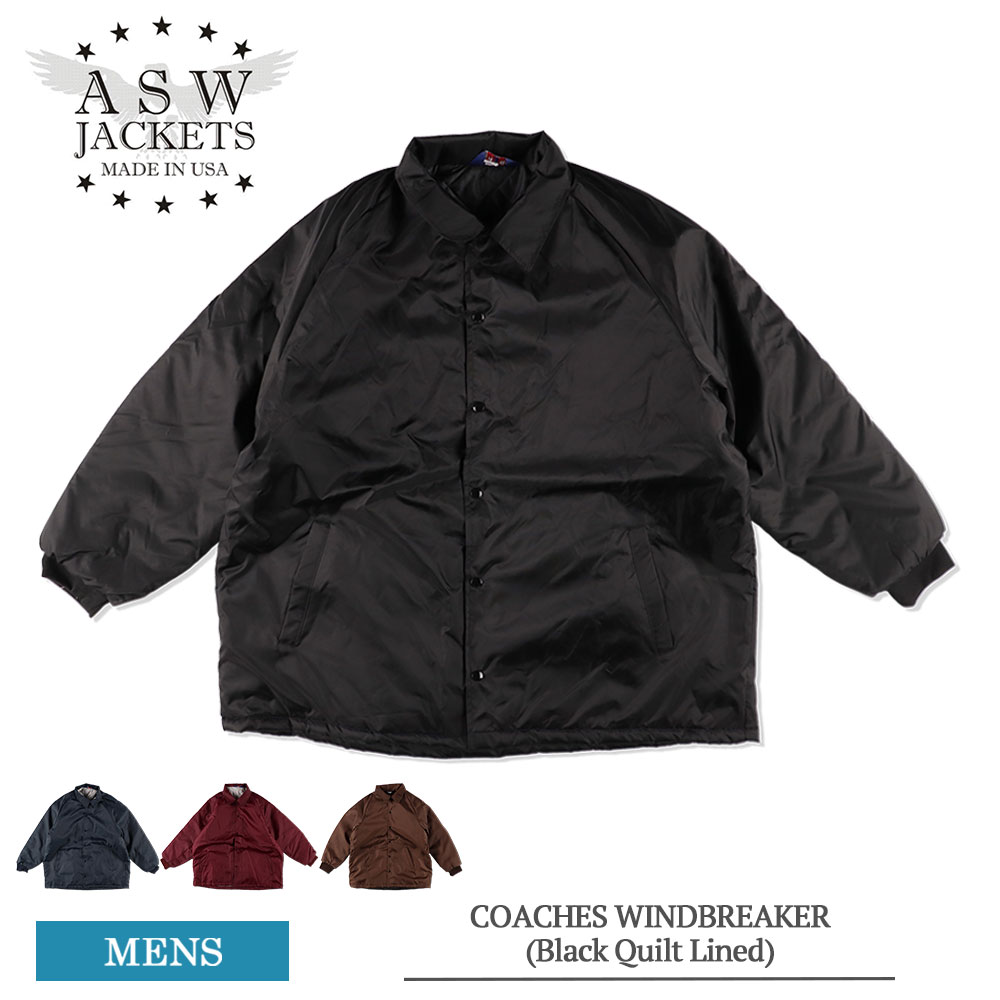 【楽天市場】ASW JACKETS エーエスダブリュージャケット 364 COACHES WINDBREAKER(Black Quilt