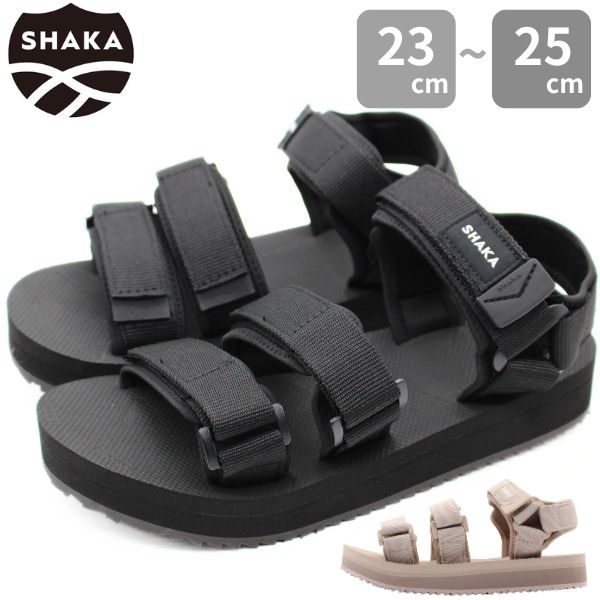 SHAKA サンダル レディース 靴 黒 ブラック 軽い 軽量 スポーツサンダル ベルト スポサン 夏 おしゃれ アウトドア フラット 歩きやすい 海 水遊び 面ファスナー かかとあり ネオバンジー シャカ NEO BUNGY GE SK-284 【P】