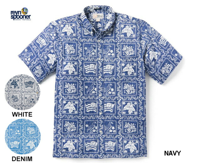Reynspooner レインスプーナー アロハシャツ LAHAINA SAILOR ARCHIVE CLASSIC ラハイナセーラー フルオープン メンズ 半袖 ハワイ ブランド 裏生地 リバースプリント ボタンダウン アメカジ