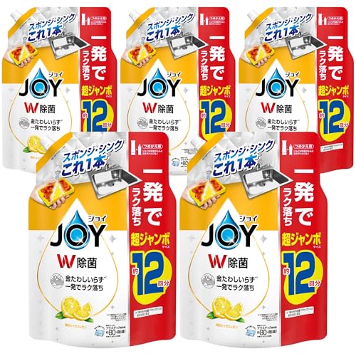 ジョイ W除菌 食器用洗剤 贅沢シトラスレモンの香り 詰め替え 1550mLｘ5袋 [大容量] [ケース品] 送料無料