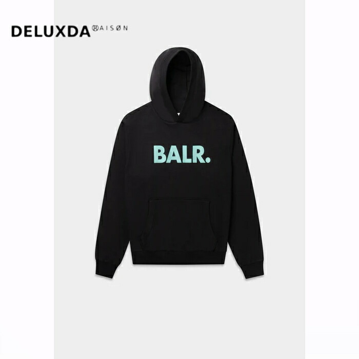 【BALR. 山高帽子】B1261.1164  【日本制限事項】JP Q BALR. HOODIE   JET BLACK    黒いこと   ティファニー青色   汗水 フーディー