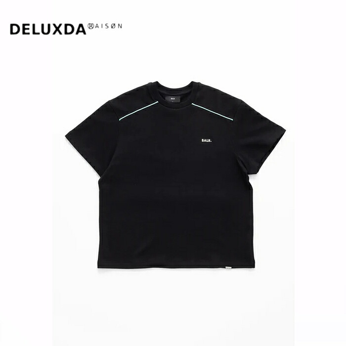 【BALR.　ボーラー】B1112.1324 JP Q SERIES T-SHIRT JET BLACK T-BLUE T-SHIRT 　ブラック ティファニーブルー 半袖　T-SHIRT｜DELUXDA RAISON