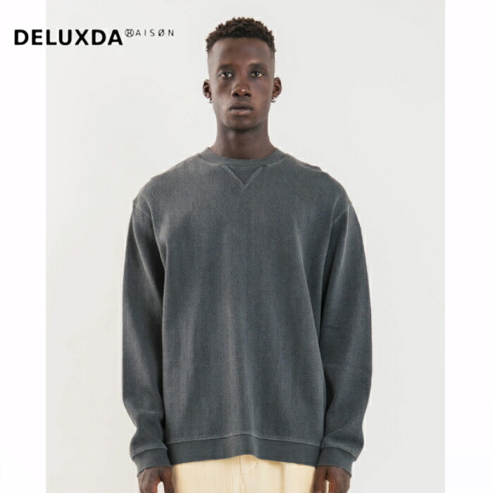 【BANKS JOURNAL~バンクス 逐次刊行物~】HERRINGBONE CREW   BK253MFL04   CHARCOAL 濃灰色 トップス     ロンT