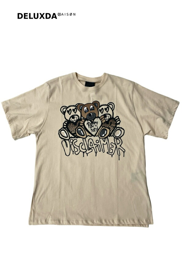 【DISCLAIMER / ディスクライマー】ベアープリントオーバーサイズTシャツ ストリート メンズ レディース ユニセックス スプレー アート グラフィック イタリアブランド
