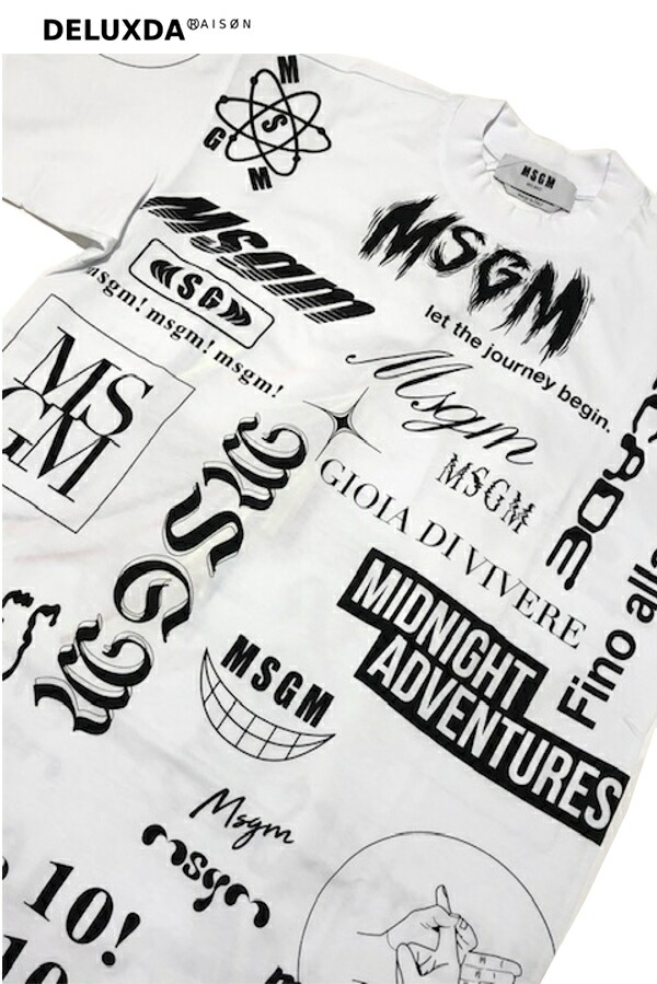 MSGM（エムエスジーエム）2840MM101 ロゴ 総柄 プリント Tシャツ