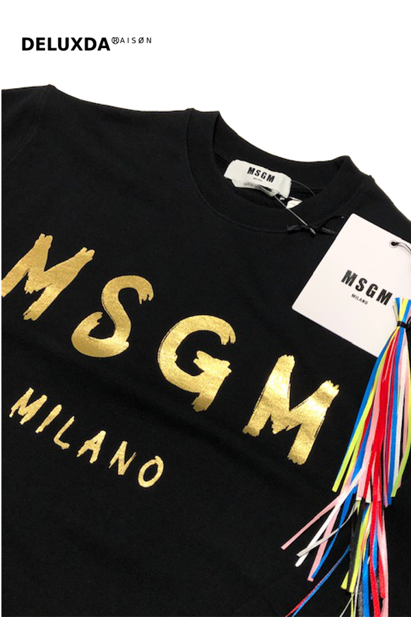 MSGM エムエスジーエム 日本限定 ゴールドロゴ Tシャツ ブラック