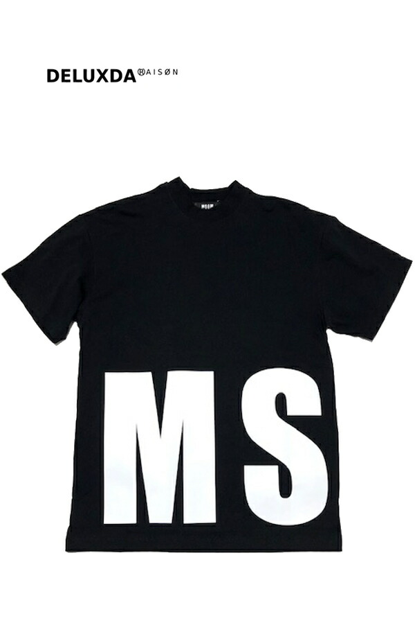 【定価29,700円】MSGM（エムエスジーエム） 3240MM92 2277298-42 プリント ビッグブランドロゴTシャツ 筆記体文字 ブラック ホワイト 22SS