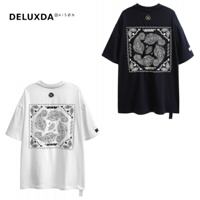 【MWM / エムダブリューエム】【MOD WAVE MOVEMENT / モッドウェイブムーブメント】MWM BANDANA T-SHIRT シンプル 男女兼用 BLACK WHITE ブラック ホワイト　ペイズリー