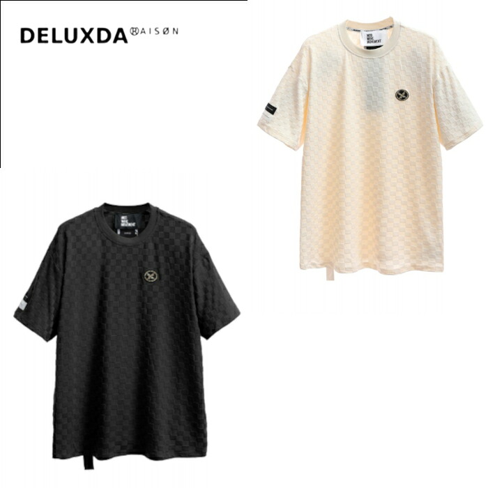 【MWM / エムダブリューエム】【MOD WAVE MOVEMENT / モッドウェイブムーブメント】MWM CHECKED T-SHIRT シンプル 男女兼用 BLACK ECRU ブラック エクリュ｜DELUXDA RAISON