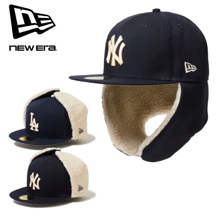 【送料無料】NEW ERA ニューエラ 59FIFTY DOG EAR CAP ドッグイヤーキャップ【10％OFF】 14668175 14668177 ヤンキース ドジャース ベースボール 耳当て ボア 帽子 2カラー 国内正規 2025AW