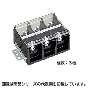 IDEC BN-Wシリーズターミナルブロック ■型式:BN300NW3K □端子形状:スタッド形 □端子ねじ:M10 □固定端子極数:3極 □適合電線:AC/DC800V・310A □JIS定格:150㎟