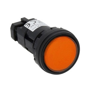 IDECパイロットライト■型式：HW1P-1QH2A□形状：丸平形(記名式)□照光種別：LED□定格使用電圧：AC/DC100/120V□照光色：A(アンバー)□パネル取付寸法：Φ22.3mm｜電電虫＠ｗｅｂ
