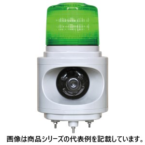 日恵製作所音声付警告灯 音声合成報知器 Φ120 ニコボイス■型式:VL12V-D24AG□定格電圧:DC24V□極数:8□表示動作:点滅(240回/分・緑)/回転(140回/分・緑)□アンプ最大出力:10W□消費電力:10W|電電虫@web