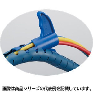 ヘラマンタイトンメタルコンテント・ヘララップ■型式：HWPPMC8□色：青□結束径(最大値)：9.0mm□寸法： φD：8.0mm T：0.75mm P：10.0mm O：5.0mm 分岐用穴：3.0mm□適用工具：HAT8□販売単位：25m単位