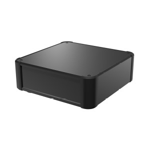 タカチ電機工業(TAKACHI) アルミサッシケース ■型式：AU44-20-30AP-BB □外寸 W-H-D(mm)：W:200 H44 D:300 □内寸 w-h-d(mm)：w:193 h:37 d:286 □滑り止め足仕様／取付ビス仕様：アルミ足／プラス □カラー：BB □取付シャーシ(別売)：AUC20-30