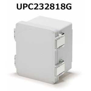 タカチ電機工業 ポリカーボネートボックス ■型式：UPC232818G □外寸 W-H-D(mm)：W:225 H:185 D:276 □内寸 w-h-d(mm)：w:185.8 h:155.7 d:169 □色：ホワイトグレー □保護等級：IP66 □取付ベース(別売)：UMP2328