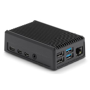 タカチ電機工業 Raspberry Pi ヒートシンクアルミケース ■型式：RPH-4B-N-B □タイプ：デスクトップ □色：ブラック □外形寸法(WxHxDmm)：63x30x98 □熱抵抗値(℃/W)：7.31 □付属品：貼付ゴム足