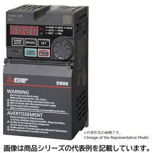 三菱電機インバータ(FR-D800)■型：1GKC05□形名：FR-D820S-1.5K-070□当て嵌める原動機静電容量/最終生産物定格電流：1.5kW / 7A□インプットワット数起電力：単相200V□基板上塗り：なし□一つ書き質量：1.52kg