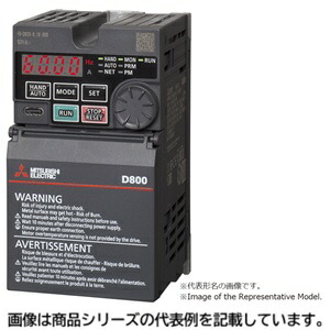 三菱電機インバータ(FR-D800)■型：1GKB61□形名：FR-D840-0.4K-012-60□当て嵌める原動機静電容量/最終生産物定格電流：0.4kW / 1.2A□インプットワット数起電力：三相400V□基板上塗り：あり□一つ書き質量：0.88kg