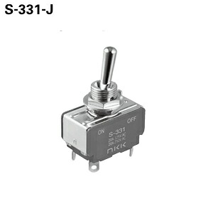 NKKスイッチズ小っちゃいオンオフスイッチ(典型)■型：S-331-J□電気回路：2極単投□端子部つら構え：はんだ端子□役立つこと動くこと：ON-OFF□電流静電容量(踏みこたえる厄介なもの)：20A 125V AC□ダイアログボックス打っ付け遣りかた：ねじ据え置き