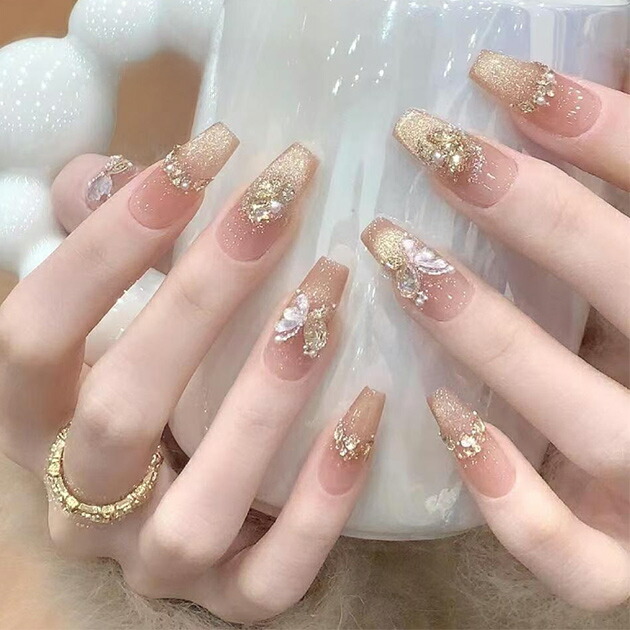楽天市場】バタフライ アート ラメ グラデーション ネイルチップ 女性