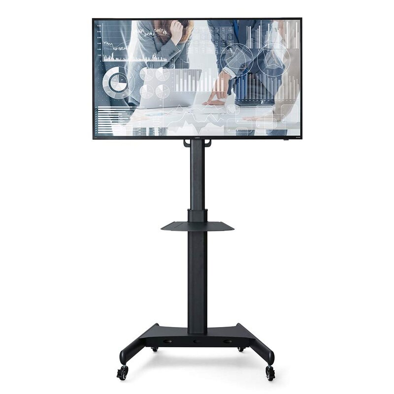 【32-65型とき勧める】【執務室】アイリスオーヤマ テレビ受像機照明ランプ 民族大移動式 14座標軸高さ上下昇降 棚付き添い人 テレビ受像機台 管する照明ランプ 見せびらかす照明ランプ 黒いこと UTS-S8718S