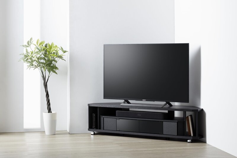 朝日木材加工(Asahiwood) テレビ台 Nook 60型 幅140cm ブラック キャスター付き コーナー対応 NOA-1400AV-BK|denit_shop店