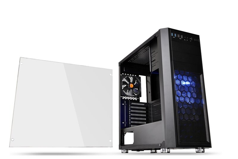 Thermaltake Versa H26 Black /w casefan 真っただ中円柱型パソコン入れもの [黒いこと青写真] CS7070 CA-1J5-00M1WN-01