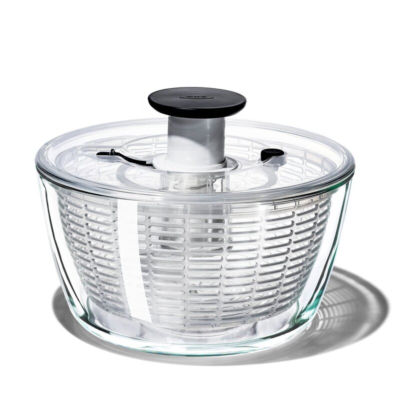 OXO オクソー サラダスピナー 蔬菜水切り器 硝子 サラダスピナー 4人以上 造営置き 27.3×27.3×16珊 食器洗いかわき切る機(冷ややかさ据え付ける)可