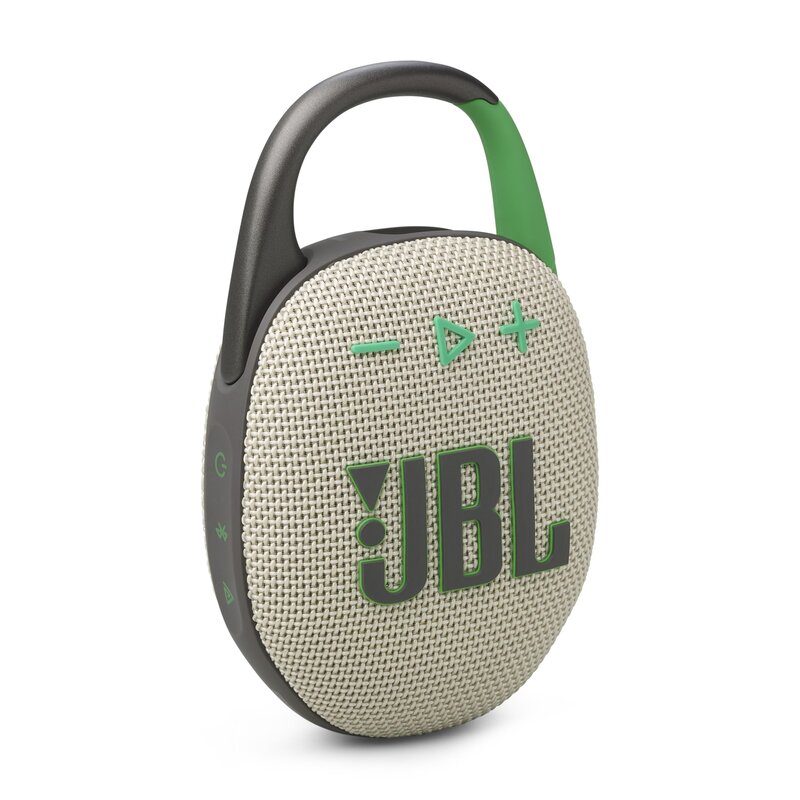 JBL CLIP5 Bluetooth金棒引き USB C申し受ける/IP67防塵雨合羽/適用業務相応う/カラビナ社会システム/パッシブラジエーター積み上げる/携帯型/ウインブルドングリーン JBLCLIP5SAND