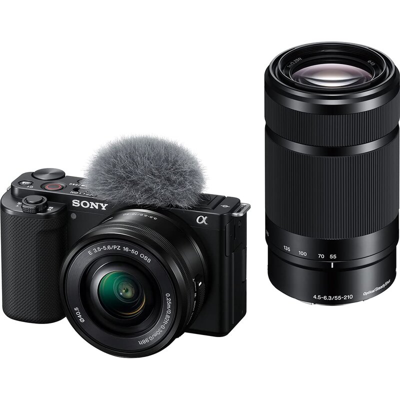 SONY(ソニー) Vlog用写真機 水晶体取り替えっこ式VLOGCAM APS-C 鏡鑑受け答え一眼写真機 ZV-E10 ダブルズームレンズキット(同梱水晶体:SELP1650+SEL55210) 気流映写幕嘱する 黒いこと ZV-E10Y B