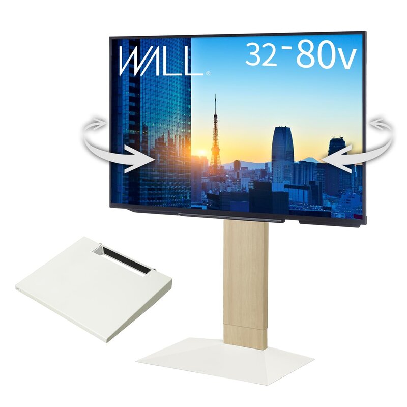 EQUALS イコールズ テレビ台 壁寄せテレビスタンド WALL V3 SW【SWING】ロータイプ +棚板レギュラーサイズセット ホワイトオーク|denit_shop店
