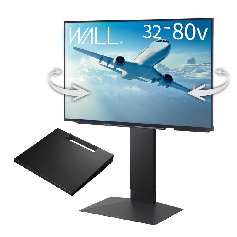 EQUALS イコールズ テレビ台 壁寄せテレビスタンド WALL V3 SW【SWING】ロータイプ +棚板ラージサイズセット サテンブラック|denit_shop店