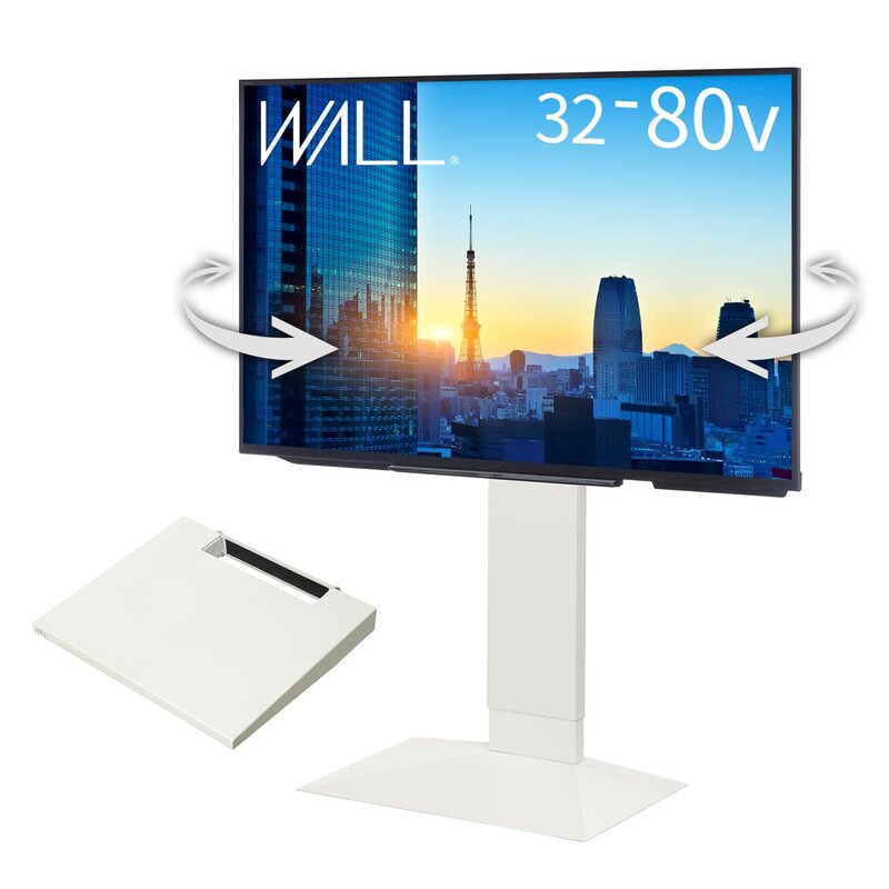 EQUALS イコールズ テレビ台 壁寄せテレビスタンド WALL V3 SW【SWING】ロータイプ +棚板レギュラーサイズセット サテンホワイト｜denit_shop店