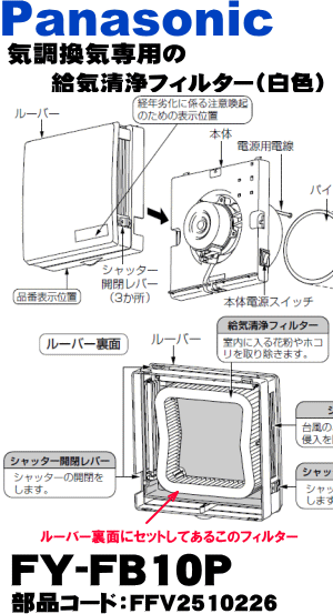 パナソニック 給気清浄フィルターユニット FY-BFG062(代引不可)【送料