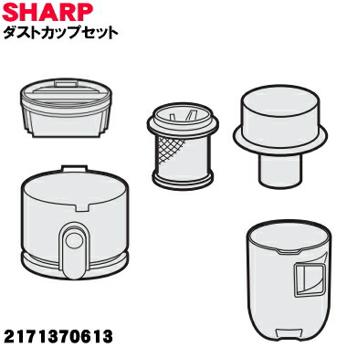 【純正品・新品】シャープ掃除機用のダストカップセット ★1個 【SHARP 2171370613】(高性能プリーツフィルター、筒型フィルター、フィルターカバー、ダストカップのセット)【5】【DP】