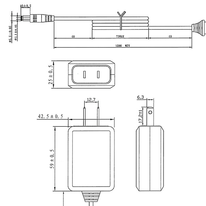 ACアダプター 12V スイッチング式 センタープラス 1A 汎用 ストレートプラグ