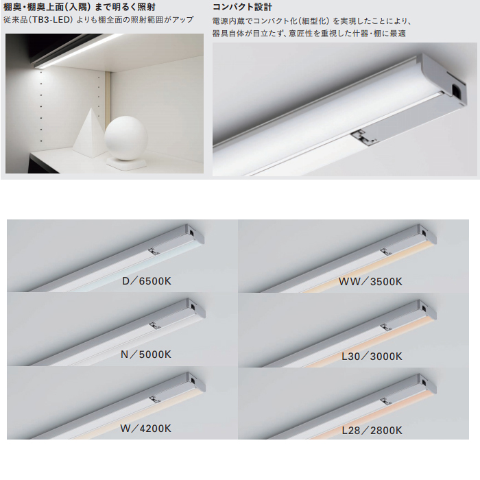 DNライティング TA-LED808W LEDたなライト 4200K 棚全面照射型：IPX店+