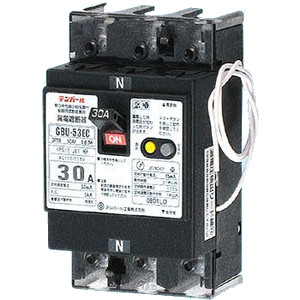 テンパール工業 GBU-53EC 3P3E50AF30A 100/200V 太陽光発電システム用単３中性線欠相保護付漏電遮断器OC付 インボイス対応・領収書発行可